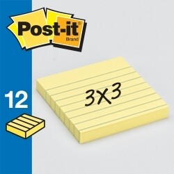 POST- IT NOTES 630SS 76X76 LINED YELLOW PK12