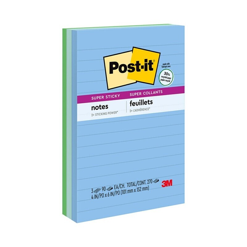 NOTES POST-IT 660-3SST 98MMX149MM ASSTD TROPICAL PK3