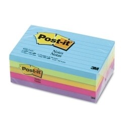 NOTES POST-IT 635-5AU 73X123 JAIPUR LINED ASSTD PK5