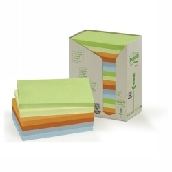 NOTES POST-IT 655-1RTP 76X127MM 100% RECY PASTEL BX16