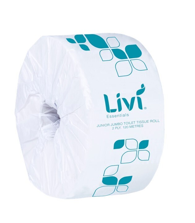 TOILET PAPER ROLL LIVI ESSENTIALS 120M JNR JUMBO EMBOSSED 2PLY