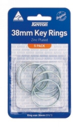KEY RINGS KEVRON 38MM ZINC PLATED PK5