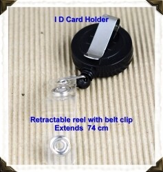 ID CARD HOLDER RETRACT CORD W/BELT CLIP