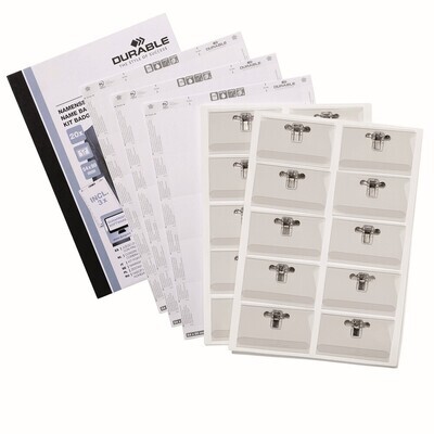 ID DURABLE NAME BADGE 54X90 WITH COMBI CLIP & INSERTS (20)