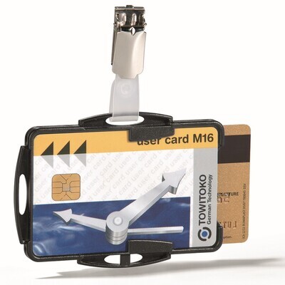 SP- CARD HOLDER DURABLE WITH CLIP BLACK PK25