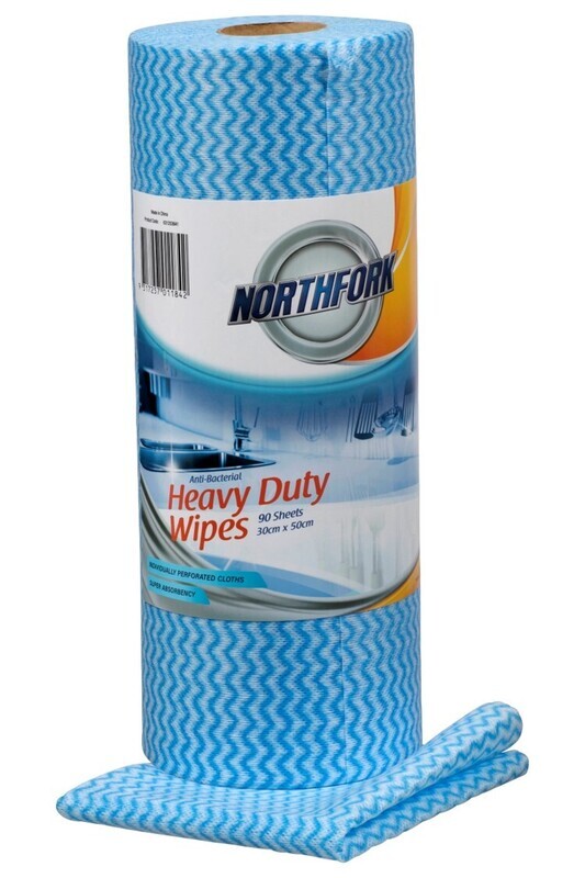 CLEANING WIPES HD NORTHFORK ANTIBACTERIAL BLUE ROLL 90