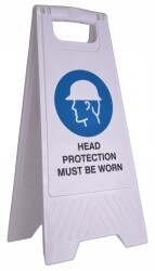 SP- SAFETY SIGN CLEANLINK 32X31X65CM HEAD PROTECTION MUST BE WORN WHITE