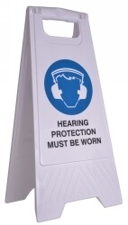 SP- SAFETY SIGN CLEANLINK 32X31X65CM HEARING PROTECTION MUST BE WORN WHITE