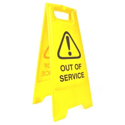 SP- SAFETY SIGN CLEANLINK 32X31X65CM OUT OF SERVICE YELLOW