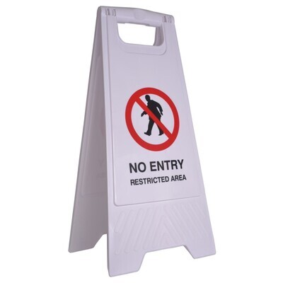 SP- SAFETY SIGN CLEANLINK 32X31X65CM NO ENTRY RESTRICTED AREA WHITE
