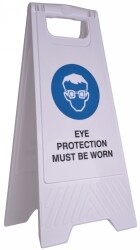 SP- SAFETY SIGN CLEANLINK 32X31X65CM EYE PROTECTION MUST BE WORN WHITE