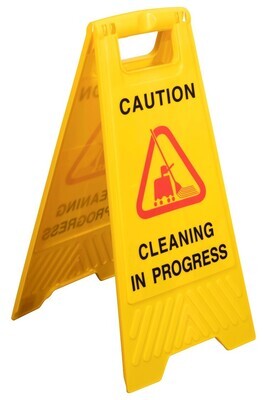 SAFETY SIGN CLEANLINK 32X31X65CM CLEANING IN PROGRESS YELLOW