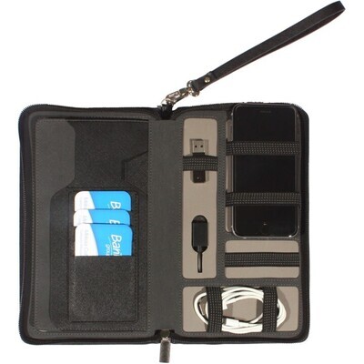 SP- TRAVEL WALLET MODENA RE-CHARGE WITH ZIP/WRIST STRAP BLACK