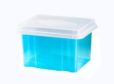 STORAGE BOX ITALPLAST 32L TINTED BLUE BASE/CLEAR LID