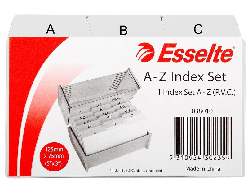 SYSTEM CARDS INDEX ESSELTE 5X3 PVC A-Z