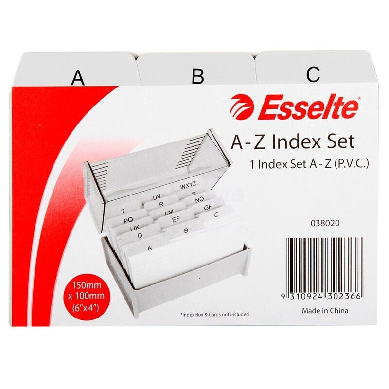 SYSTEM CARDS INDEX ESSELTE 6X4 PVC A-Z