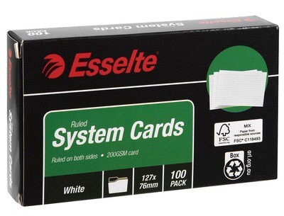 SP- SYSTEM CARD ESSELTE 127 X 76MM (5X3) WHITE PK100