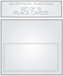 PLACE CARD SET SILVER PEARL EMBOSSED