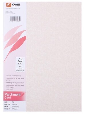 CARD QUILL A4 PARCHMENT NATURAL 176GSM PK50