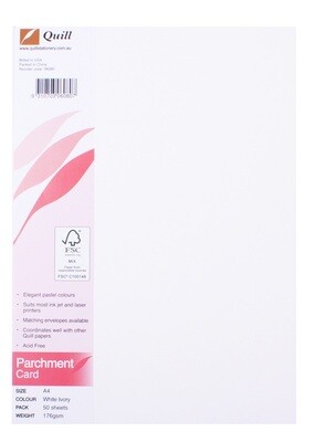 CARD QUILL A4 PARCHMENT WHITE 176GSM PK50