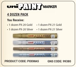 MARKER PAINT UNI PX20 AND PX21 GOLD AND SILVER BX48