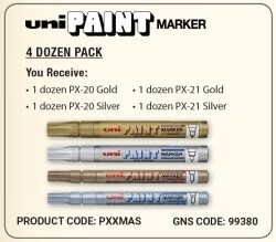 MARKER PAINT UNI PX20 AND PX21 GOLD AND SILVER BX48