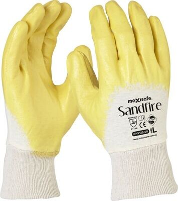 Maxisafe Sandfire Yellow nitrile 3/4 Dipped Jersey Glove