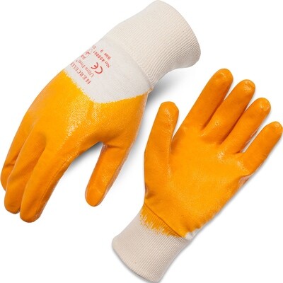 Hercules Yellow Light Weight 3/4 Nitrile Dip Gloves With Knit Wrist