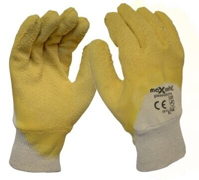 Maxisafe Premium Yellow Latex Coated Glass Gripper Glove Large