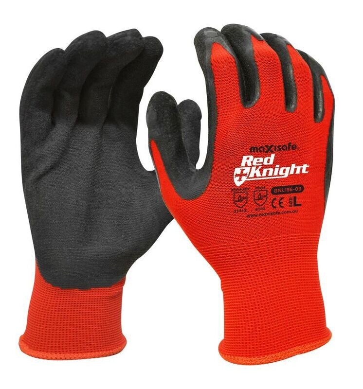 12 Pairs Maxisafe Red Knight Latex Gripmaster Glove (GNL156) - 2XLarge