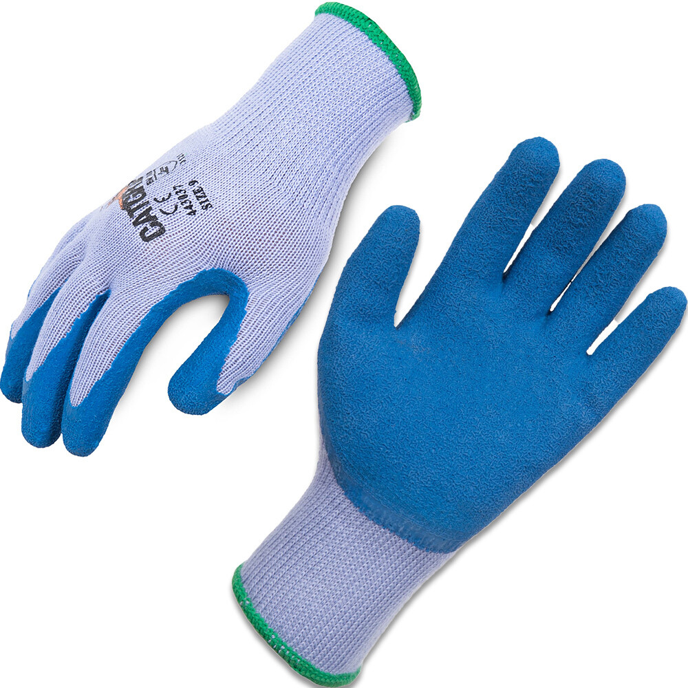 CATGRIP Blue Knitted Polycotton Shell Latex Coated Palm Grip Gloves