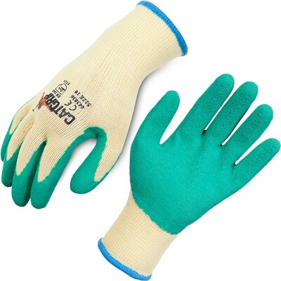CATGRIP Green Knitted Polycotton Shell Latex Coated Palm Grip Gloves - Size 10 (XLarge)