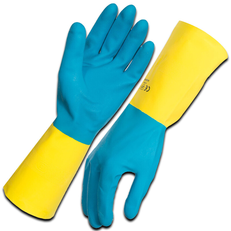 Ultra Touch Blue & Yellow Flocklined Neoprene Rubber Gloves