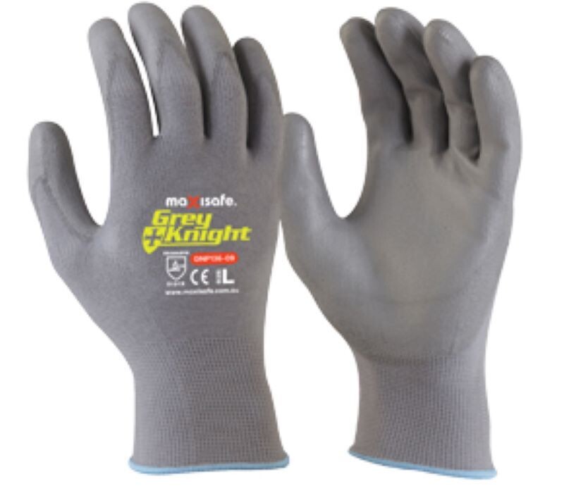 Maxisafe Grey Knight Nylon PU Coated Nylon Glove