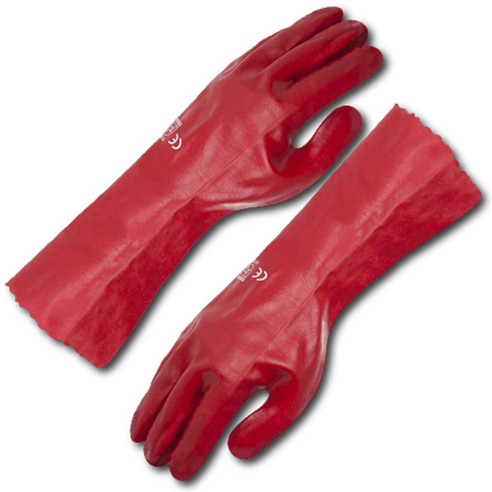 Fully Coated PVC Red Single Dip 35cm Gloves - Size 10 (XLarge)