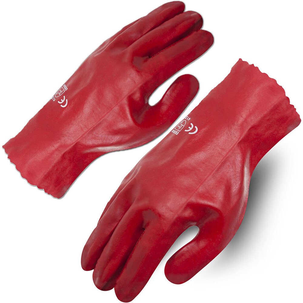 Fully Coated PVC Red Single Dip 27cm Gloves