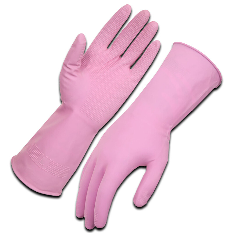 Ultra Touch Pink Silverlined Latex Rubber Gloves - Size 9 (Large)