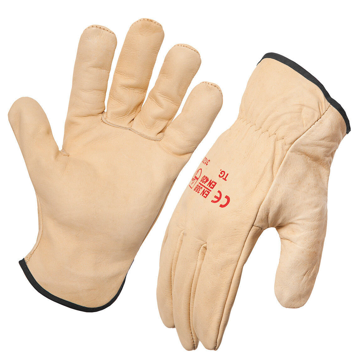 Beige Full Grain Cow Leather Riggers Glove