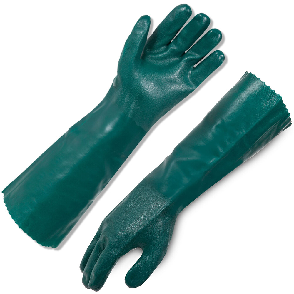 Fully Coated PVC Green Double Dip Interlock Lining 45cm Gloves - Size 10 (XLarge)