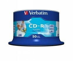 CD-R SPINDLE VERBATIM 700MB WHITE INKJET 50PK