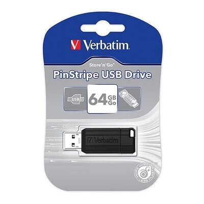 SP- USB PINSTRIPE VERBATIM 2.0 64GB BLACK