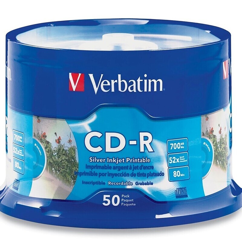 SP- CD-R VERBATIM 80MIN 52X 700MB I/J PRINTABLE SPINDLE 50