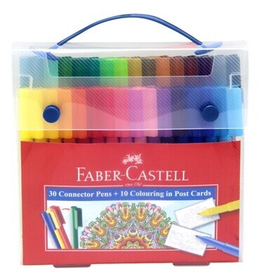 MARKER FABER-CASTELL CONNECTOR WLT30 PLUS 10 COLOURING POSTCARDS