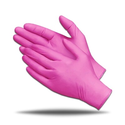 100pcs Nitrile Gloves Powder Free Magenta Disposable