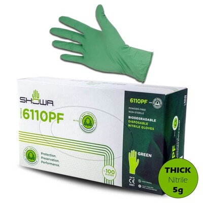 100pcs Nitrile Gloves Powder Free Green 5.5gm