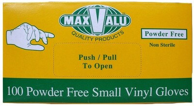 Powder Free MaxValu Medium Blue Vinyl Gloves 10 X 100