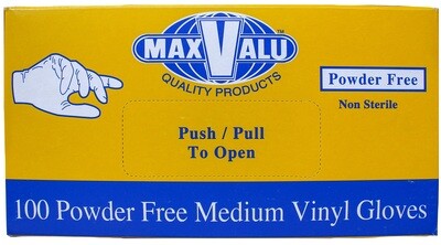 Powder Free MaxValu Medium Clear Vinyl Gloves 10 X 100