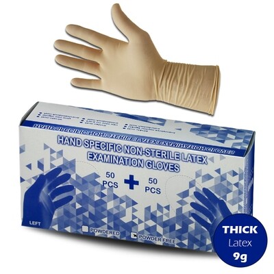 100pcs Hand Specific Latex Clear Gloves 9gm Powder Free 100 x 10 pack box carton