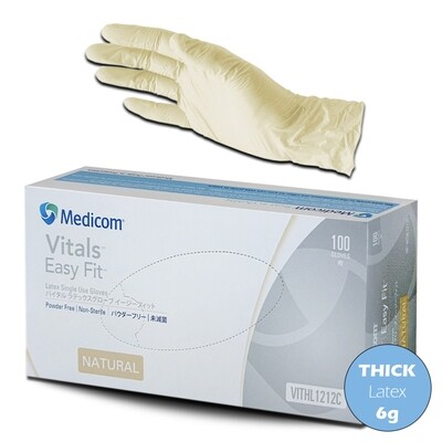 100pcs Medicom Vitals Easy Fit Latex Powder Free Gloves 5.9g