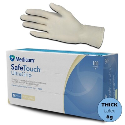100pcs Medicom SafeTouch Ultra Grip Latex Gloves 6gm Powder Free